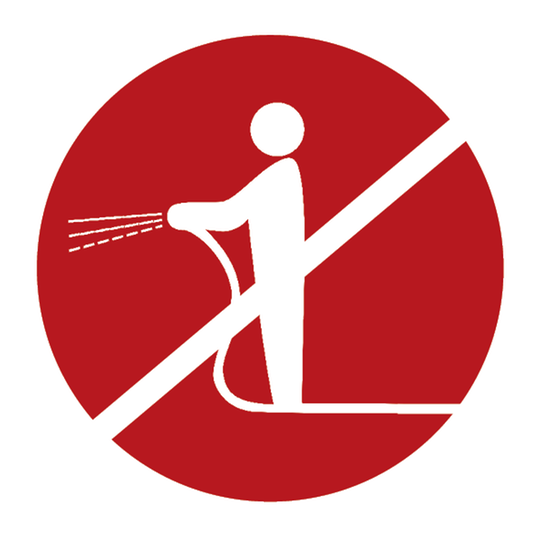 Röd symbol för bevattningsförbud. Illustration: Sölvesborgs kommun.